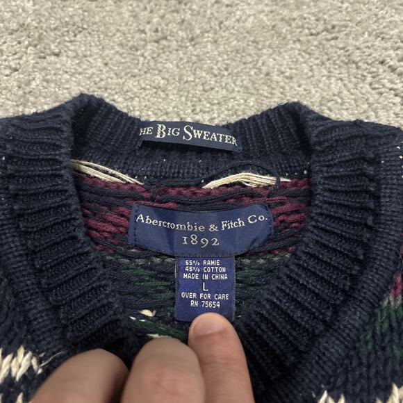 Abercrombie The Big Sweater Chunky Knit Crew Neck Mens Heavy Size Large - Picture 2 of 5